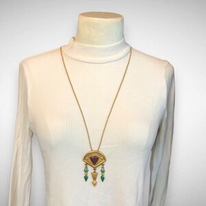 Vintage Goldtone Necklace with Geometric Pendant